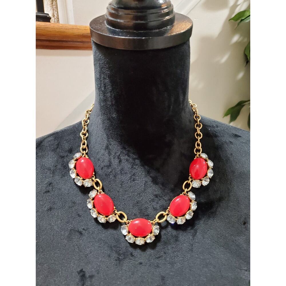 Stella & Dot Red "MAE" Statement Necklace, Pre-owned 18"- 23"